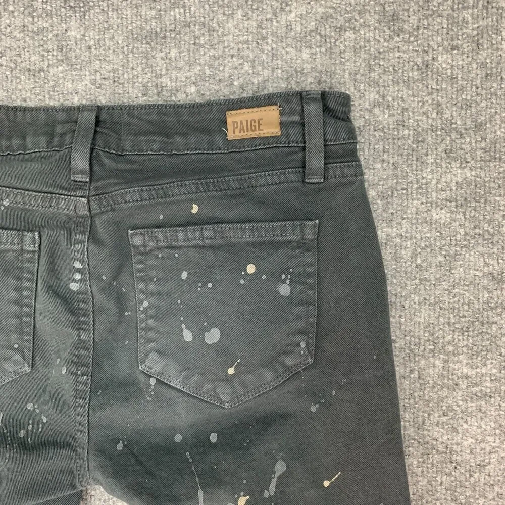 Paige Edgemont Skinny Jeans Womens 28 Gray Stretch Paint Splatter Paint Splatter
